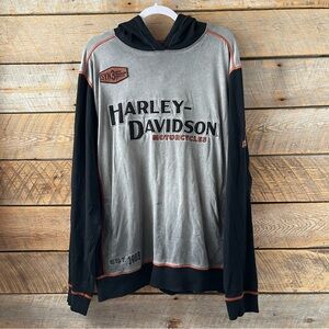 Harley Davidson Hoodie Mens XL Iron Block Distressed Pullover Logo Embroidered